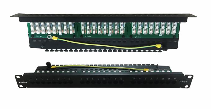 Category 6 PCB Punch Down Right Angled Patch Panel 24 Port Loaded