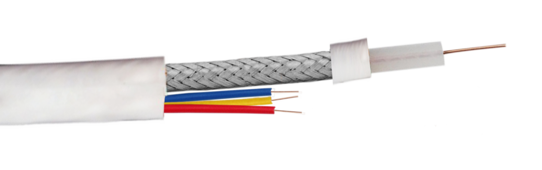 RG 59U Coaxial Cable 75 Ohm Al Braid 60% Coverage With 3 Core Power Cable